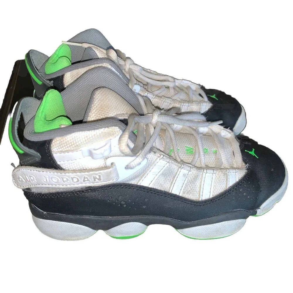 Nike Air Jordan 6 Rings GS Basketball Shoes 323419-130 White Green Size 4Y - Picture 2 of 12